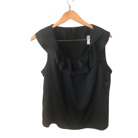 Ann Taylor Tops - Ann Taylor Sleeveless Ruffled Professional Top in Navy Size 14